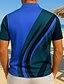 voordelige Hawaiiaanse polo voor heren-Voor heren Polo Vakantie Casual / Dagelijks Revers Korte mouw Hawaii Vrije tijd Meetkundig Lijn Vetoketju Zomer blauw Goud Polo