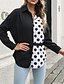 cheap Stripe&amp;Geometric Tops-Women&#039;s Summer Tops Chiffon Tops Color Block Daily Stylish Basic Long Sleeve Shirt Collar Regular Tops Work Daily Holiday Patchwork Print Black And White Black White Spring Fall