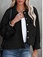 abordables Chaquetas camiseras-Mujer Chaqueta casual Cómodo Transpirable Bolsillo Botones Casual Plano Vacaciones Calle Casual Ropa Cotidiana Botonadura Simple Corto Cuello Vuelto Ajuste regular Manga Larga Ropa de calle Negro