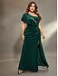 preiswerte Semi-formal / Cocktail-A-Linien Abendkleid Elegantes Kleid Formelle Hochzeit Bodenlänge Ärmellos Eine Schulter Samt mit Spalte