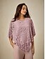 cheap Dressy Tops-Women&#039;s Blouse Dressy Tops Plain Elegant Half Sleeve Crew Neck Regular Tops Wedding Guest Daily Lace Patchwork Layered Blush Pink Summer Spring