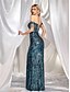 voordelige Formeel / Black Tie-Zeemeermin  Trompet Quinceañera Jurken Elegante Jurk Formele Bruiloft Vloerlengte Mouwloos Spaghetti Band Polyester met Beading Sequins