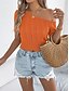 preiswerte Einfarbige Farben-Damen Tank Top Einfarbig Täglich Lässig Kurzarm Kalter Schulter-Ausschnitt Normale Oberteile Täglich Strandbekleidung Schwarz Weiß Fuchsie Orange Khaki Sommer Frühling
