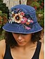 abordables Sombreros de mujer-Sombrero de pescador de mezclilla bordado para mujer: diseño floral, elegante sombrero de verano, perfecto para actividades al aire libre, playa y ropa informal.