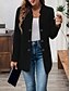 abordables Blazers et Costumes-Femmes Blazer Confortable Respirant Boutons Occasionnel Uni Bureau Rue Occasionnel Tenue quotidienne Simple Boutonnage Régulier Col montant Coupe régulière manche longue Vêtements d&#039;extérieur Noir