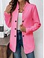 abordables Blazers et Costumes-Femmes Blazer Confortable Respirant Boutons Occasionnel Uni Bureau Rue Occasionnel Tenue quotidienne Simple Boutonnage Régulier Col montant Coupe régulière manche longue Vêtements d&#039;extérieur Noir
