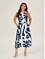 abordables robe décontractée imprimée-Femme Robe casual Robe ample Noir Blanche Sans Manches Botanique Floral Imprimer Ample Printemps été Tour Casual Quotidien Décontractées Vacances S M L
