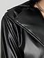 voordelige Imitatieleren jassen-Dames Regenjas Houd Warm Comfortabel Zak Actief Modieus Effen Uitgaan Weekend Open voorzijde Lang Strijkijzer Normale pasvorm Lange mouw bovenkleding Zwart Herfst Winter