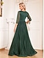 billiga Semi-formell / Cocktail-A-linjeformade Quinceanera Klänningar Elegant Klänning Formell Bröllop Golvlång Lång ärm V-ringning Chiffon med veck