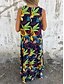 abordables Vestidos florales-Mujer Vestido maxi Vestido de una línea Vestido lencero Vacaciones Casual Boho Exterior Noche Ajuste regular Floral Sin Mangas Escote en Pico Azul Piscina Albaricoque Beige Verano