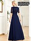 economico Semi-formale / Cocktail-Abiti Quinceanera A-Line Elegante Vestito Cerimonia Matrimonio Lunghezza Pera Maniche Corte Collo a Giro Chiffon con Plissettature