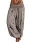 abordables pierna ancha y cintura alta-Mujer Pantalones Pantalones palazzo Moda Boho Longitud total Media cintura Estampado Cintura elástica Confortable Cómodo Microelástico Calle Ropa Cotidiana Noche Blanco Amarillo Rosa Verde Ejército
