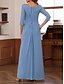 economico Abiti da sposa-Abiti per gli ospiti del matrimonio A-line abito elegante ospite matrimonio fidanzamento lunghezza al pavimento maniche a 3/4 scollatura a V chiffon con pieghe arricciatura strass