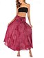 baratos Saias de Férias-Mulheres Casual Boho Longo Cintura Alta Saias Floral Imprimir Micro-Elástica Férias Feriado Azul Preto Laranja Verde Verão
