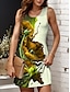 abordables Vestidos florales-Mujer Mini vestido Vestido de verano Vestido de una línea Vacaciones Casual Diario Ajuste regular Ombre Floral Graphic Sin Mangas Escote en U Amarillo Vino Rojo Azul Piscina Verano