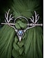 cheap Halloween Accessories-Women&#039;s Gothic Antler Hair Stick Clip – Vintage Alloy Deer Skull Hairpin with Blue Stone for Halloween Parties, Cosplay and Retro Occasions