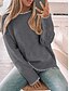 billige Solide farver-Dame Bluse Afslappet Blødt Ren farve Rillet Rund hals Patchwork Strikket Langærmet Almindelige toppe Strikke udendørs Daglig Weekend Grøn Kakifarvet Efterår Vinter
