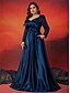 billiga BLÅ-A-Linje Plus Size Klänningar Elegant Curve Klänning Formell Bröllop Golvlängd Långärmad Hjärta Satin med Fållar 2025