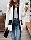 baratos Casacos &amp; Casacos de Trench-Mulheres Jaqueta casual Confortável Respirável Bolsos Botões Casual Tecido Férias Rua Casual Roupa Diária Não Trespassado Padrão Colarinho Chinês Normal Manga Longa agasalhos Preto Branco Primavera