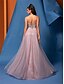 economico Rosa-Abiti da quinceañera a forma di A abito elegante formale matrimonio lunghezza pavimento senza maniche spalline in tulle schiena scoperta con pieghe