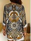ieftine Topuri boho pentru femei-Bluza Tunică pentru Femei V Guler Mâneci Lungi Boho Casual Bluze Grafic Geometric Bohemia Basic Bluze Lungi Regulate pentru Uz Zilnic Imprimare Galben Roșu Albastru Violet Verde Primăvară Toamnă