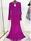 abordables Vestidos de Noche Sirena-Vestidos de Fiesta de Sirena  Trompeta Elegante Formal para Boda Largo Con Mangas Largas Cuello Redondo de Satén con Bordado