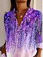 abordables Hauts d&#039;Art et de Design pour Femmes-Femmes Chemise Fleuri Actif Quotidien Élégant manche longue Col de chemise Hauts Réguliers Quotidien Fête Boutons Imprimé Violet Printemps Automne