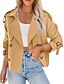 abordables Abrigos &amp; Trench-Mujer Chaqueta casual Cómodo Transpirable Cremallera Bolsillo Moda Casual Plano Vacaciones Calle Casual Ropa Cotidiana Botonadura Simple Corto Cuello Vuelto Ajuste regular Manga Larga Ropa de calle