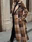 abordables Abrigos de Invierno-Mujer Abrigo Gabardina Mantiene abrigado Cómodo Botones Bolsillo Moda Moderno Plaid Vacaciones Noche Botonadura Doble Largo Cuello Vuelto Ajuste regular Manga Larga Ropa de calle Café Otoño Invierno