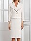 voordelige Jurkensets voor mama-Tweed Boucle Gebreide Jurk Set Twee Stuk Sheath  Kolom Moeder van de Bruid Jurk Elegant Simpel Minimalistisch V Hals Lapel Thee Lengte 3/4 Lengte Mouw met Gouden Metalen Knop