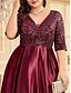 tanie czerwony-Suknie A-Liniowe Plus Size Elegancka Suknia Krągła Formalny Ślub Długość Do Podłogi Pół Rękawa V Dekolt Poliester z Plisami