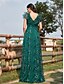 abordables Champagne-Robes de quinceanera en forme A Robe élégante Robe de mariage formelle longueur sol manches courtes col en V sequins dos en V avec sequins