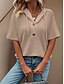 billiga Kvinnors Enfärgade Toppar-Dam Blus Ensfärgat Stylish Ledigt Kortärmad Huva Vanliga toppar Dagligen Knappar Vit Marinblå Grön Kaki Sommar Vår