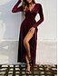 preiswerte Weißes Kleid-Damen Maxikleid Wickelkleid A Linie Kleid Lässig Täglich Normale Passform Einfach Langarm V Ausschnitt Schwarz Rote Grün Herbst Winter