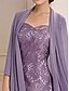 economico Set di abiti per la mamma-Set di Abiti Due Pezzi Abito Madre della Sposa Elegante Semplice Scollo a Cuore Lunghezza Ginocchio Manica 3/4 con Colore Solido