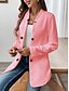 abordables Blazers et Costumes-Femmes Blazer Confortable Respirant Boutons Occasionnel Uni Bureau Rue Occasionnel Tenue quotidienne Simple Boutonnage Régulier Col montant Coupe régulière manche longue Vêtements d&#039;extérieur Noir
