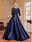 billige SVART-A-Line Quinceanera Kjoler Elegant Kjole Formell Bryllup Gulv Lengde Lang Erme V Utringning Polyester med Paljetter