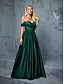 ieftine Semi-formal / Cocktail-Rochii A-Line quinceanera rochie elegantă formală de nuntă lungă pe jos fără mâneci fără bretele din satin fără spate cu pliseuri