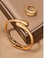 economico Collana da donna-Set di collana, bracciale e anello in argento e oro da donna, gioielli dal design semplice e aperto per donne alla moda, adatti per feste, ufficio e look quotidiani eleganti.