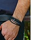 cheap Halloween Accessories-Men&#039;s Gothic Cross Leather Beaded Bracelet – Vintage Multilayer Wristband for Halloween Parties and Retro Punk Style