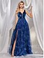 abordables BLEU-Robe de quinceañera en A élégante robe de mariage formelle longue sans manches décolleté en V tulle dos en V avec cristaux et fente