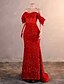 tanie Suknie wieczorowe-Sukienka wieczorowa Syrena  Trąbka Elegancka sukienka formalna na bal tren zbierający bez rękawów z odkrytymi ramionami cekinowa z cekinami