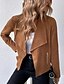 baratos Blazers e Fatos-Mulheres Jaqueta casual Confortável Zíper Moda Ao ar livre Tecido Para Noite Final de semana Abertura Frontal Padrão Aberto para a Lateral Normal Manga Longa agasalhos Preto Marron Verde Tropa Outono