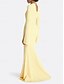 abordables Vestidos de Noche Sirena-Vestidos de Fiesta de Sirena  Trompeta Elegante Formal para Boda Largo Con Mangas Largas Cuello Redondo de Satén con Bordado