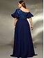 cheap Semi-formal / Cocktail-A-Line Evening Gown Elegant Dress Formal Wedding Floor Length Short Sleeve One Shoulder Satin with Pleats