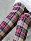 cheap Graphic Leggings-Women&#039;s Tights Leggings Streetwear Casual Full Length High Waist Plaid Elastic Waist Breathability Stretchy Vacation Street Daily Wear Magenta Dark red Wine Black Fall Regular Fit