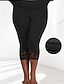 baratos Esportes Plus Size e Gravidez-Mulheres leggings de pilates Legging Capri calças esportivas Renda Leve Pilates Academia Corrida Legging Capri Côr Sólida Preto Tamanho Grande Esportes Roupas Esportivas Micro-Elástica
