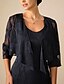 billige Dressy Toppe-Dame Trækker på skuldrene Helfarve Elegant Stilfuld Afslappet 3/4-ærmer Asymetrisk Crop Tops Bryllupsgæst Strand bryllup Navyblå Sommer Forår Efterår