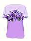 levne Tričko se zvířaty-Dámské Tričko Květinový Grafika Vinobraní stylové Klasické Krátký rukáv Tričkový Kulatý Běžné topy Denní Víkend Tisk Bílá Vodní modrá Fialová Trávová zelená Béžová Léto Jaro