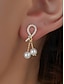 baratos Brinco Feminino-Brincos de pérolas artificiais femininas com design em forma de lágrima e strass, elegante estilo dourado pendurado, adequados para deslocamento diário, escritório, casamento, festa e noite